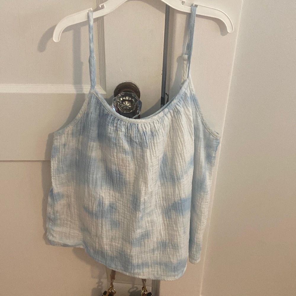 Blue and White Tie Dye Summer Blouse